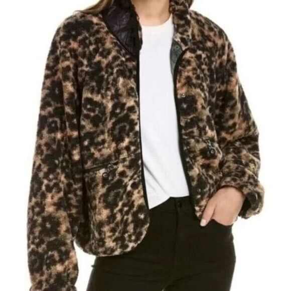 Calme by Johnny Was Size Small Printed Sherpa Fleece Jacket Brown/Multi - Picture 14 of 14